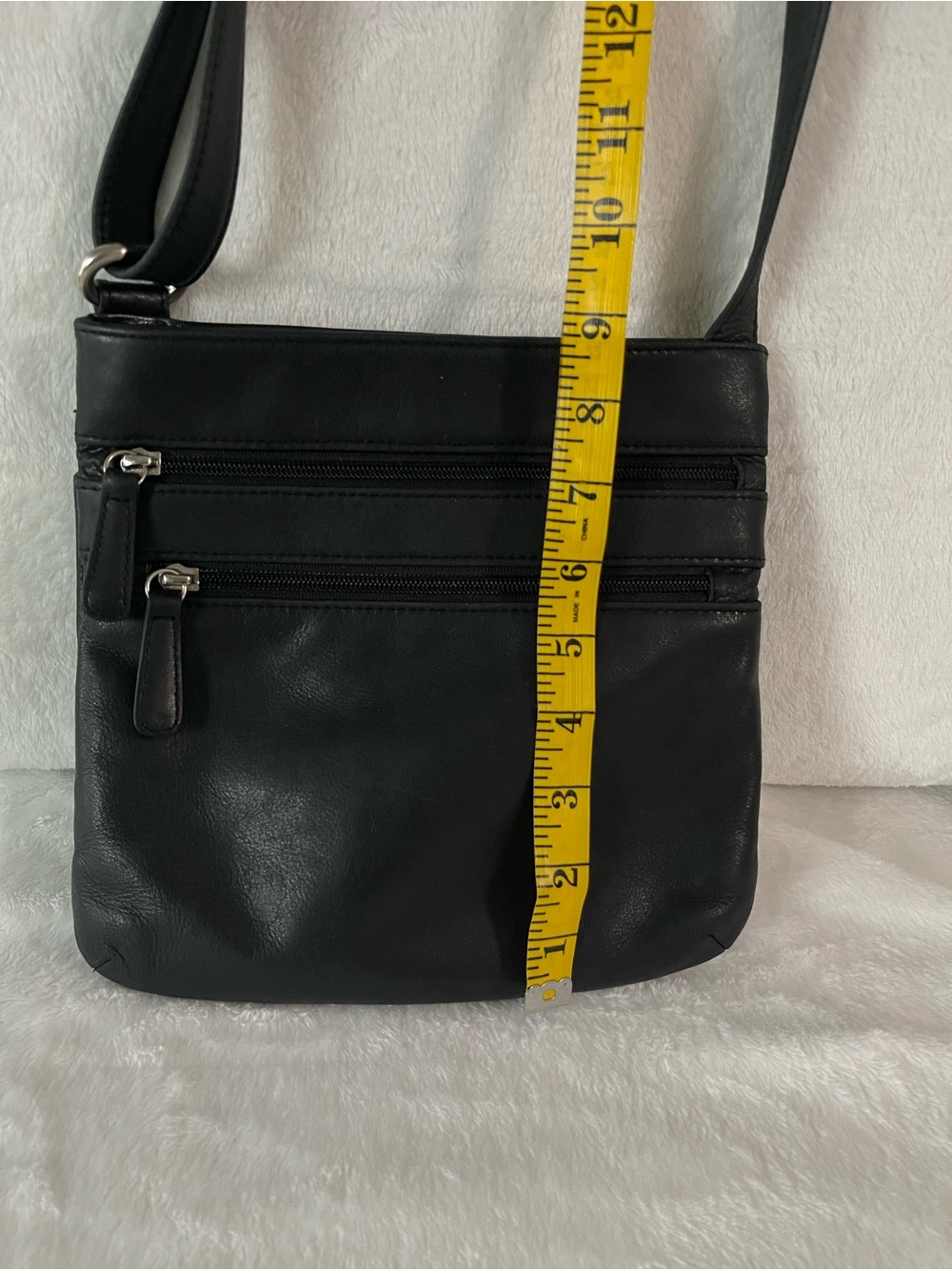 Osgoode Marley Brooke Triple Zip Black leather compact crossbody bag - Picture 9 of 11